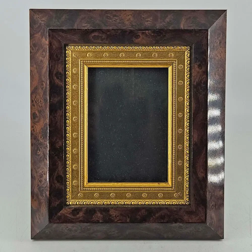 Burnes of Boston Brown n gold embossed brass Photo Picture Frame 5X7